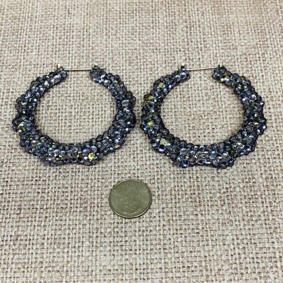Blue Crystal 2 in Hoop Earrings - Picture 1 of 2